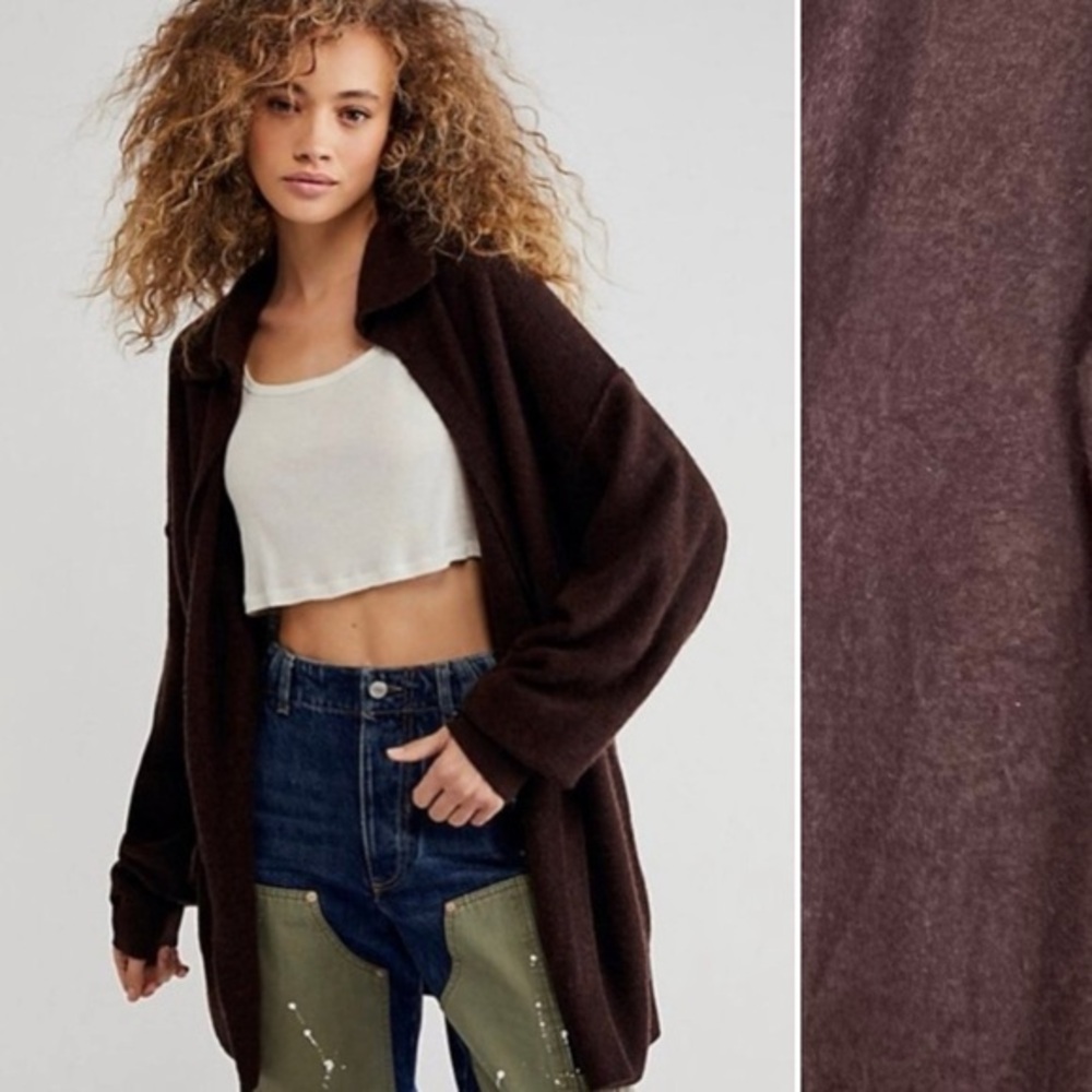 Free People Swim Too Deep Cashmere Cardigan, Brown, size S NWOT